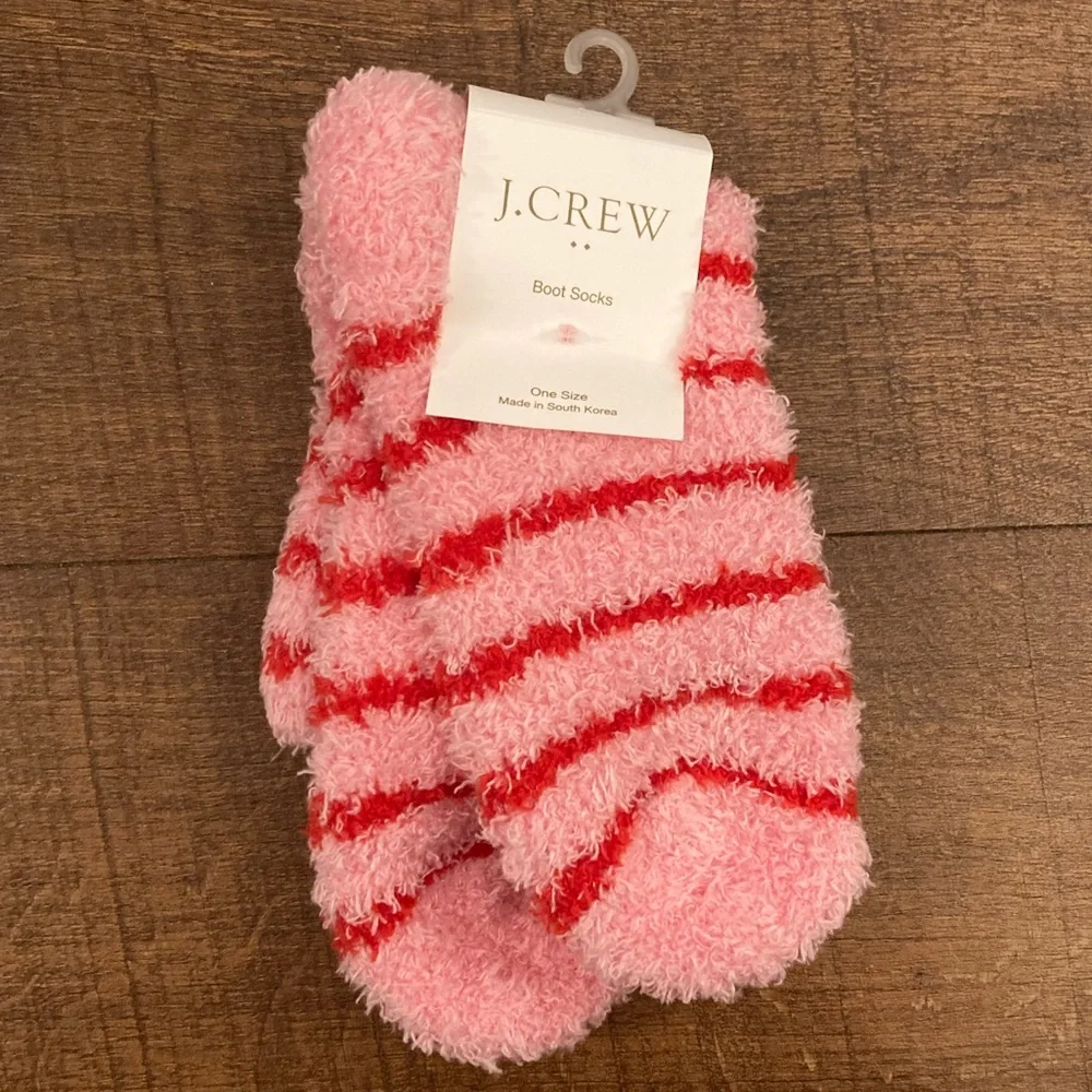 J. Crew Fuzzy Striped Boot Socks NEW w/ Tags